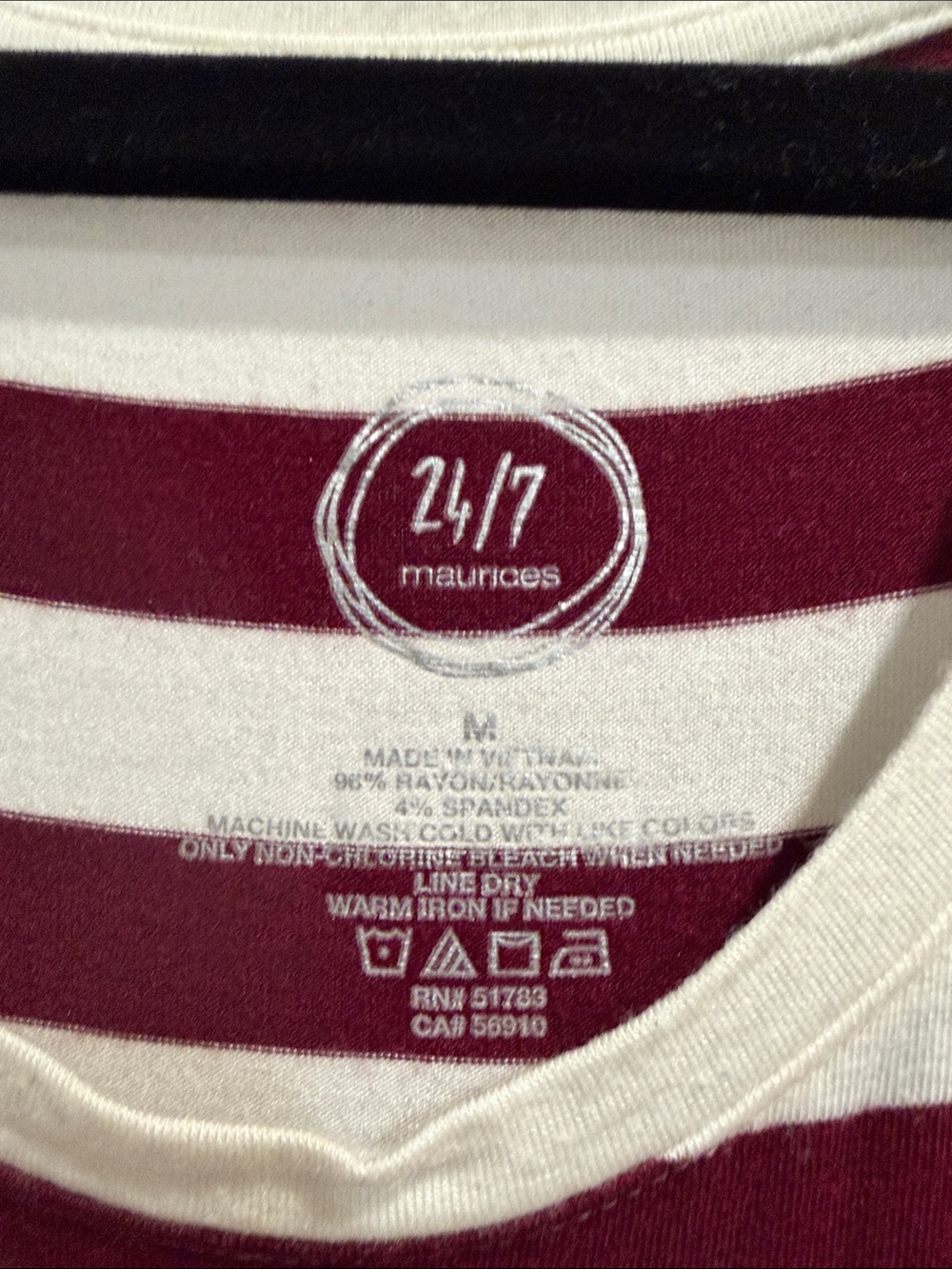 Striped Scoop Neck Pocket Tee - Burgundy & Cream - Picture 2 of 3